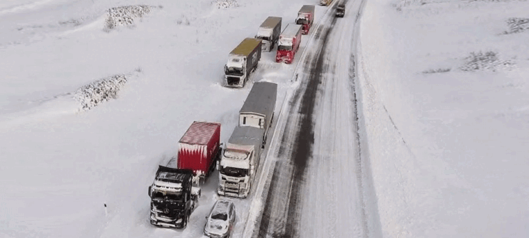 ස්වීඩනයේ අධික හිම පතනය හේතුවෙන් මහා මාර්ගයක සිරව සිටි රියදුරන් බේරා ගනියි