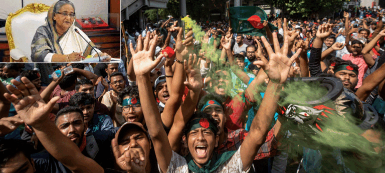 බංග්ලාදේශ අගමැතිනි ෂීක් හසීනා සඳුදා(05) සිය මාලිගාවෙන් පලා ගියාය